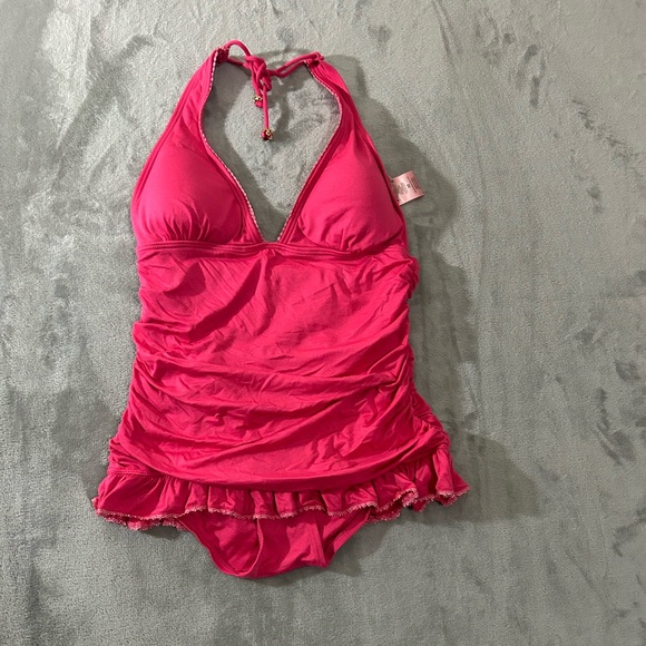 Vintage Juicy couture hot pink ruffle one piece bathing suit - Picture 2 of 16